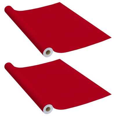 vidaXL mēbeļu līmplēves, 2 gab., sarkanas, 500x90 cm, PVC