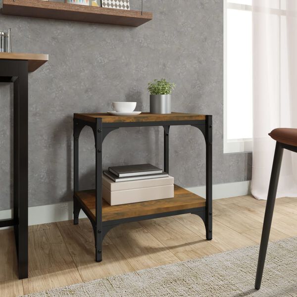 vidaXL TV galdiņ&scaron;, koka krāsa, 40x33x41 cm, inženierijas koks, tērauds