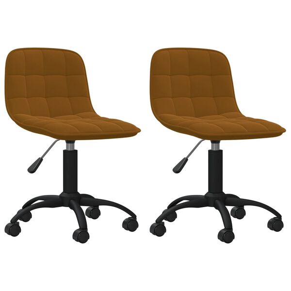 vidaXL grozāmi virtuves krēsli, 2 gab., brūns samts