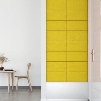 vidaXL sienas paneļi, 12 gab., gaiši dzelteni, 60x30cm, audums, 2,16m²