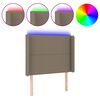 vidaXL gultas galvgalis ar LED, 83x16x118/128 cm, pelēkbrūns audums