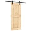 vidaXL Slīdo&scaron;ās durvis Dabiska un melna 85 x 210 cm Cieta priedes koks