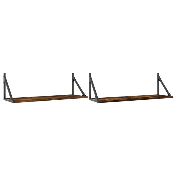 vidaXL sienas plaukti, 2 gab., 80x25x25,5 cm, inženierijas koks