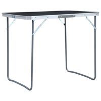 vidaXL saliekams kempinga galds, pelēks, metāla rāmis, 80x60 cm