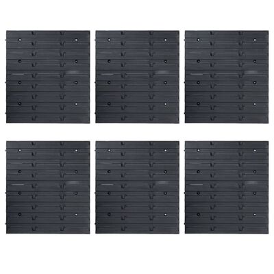 vidaXL 96-daļīgs sienas plaukts ar kastēm un paneļiem, melns, zils
