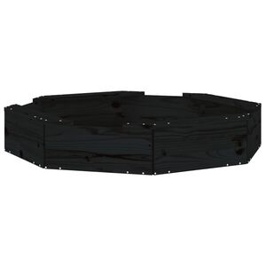 vidaXL smilšu kaste ar sēdekļiem, melna, astoņstūra forma, priede