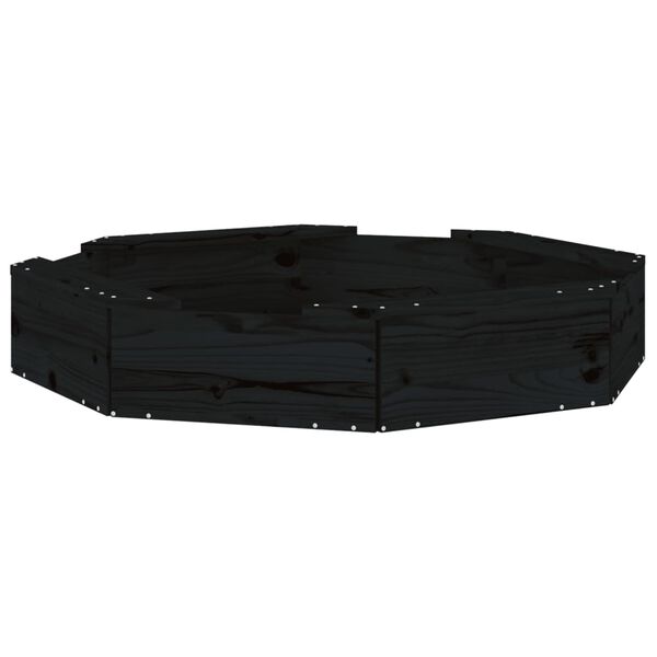 vidaXL smilšu kaste ar sēdekļiem, melna, astoņstūra forma, priede