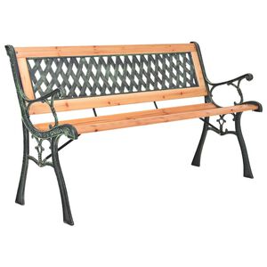 vidaXL dārza sols, 116 cm, čuguns un egles masīvkoks