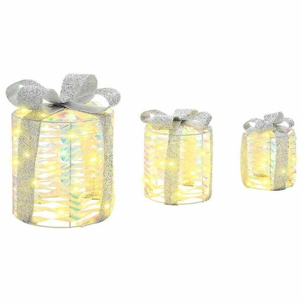 vidaXL Dāvanas Kastes Dekorācija 3 pcs Silti balta 20 x 20 x 20 cm PET