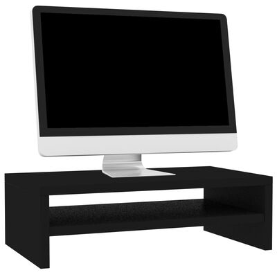 vidaXL monitora paliktnis, 42x24x13 cm, skaidu plāksne, melns