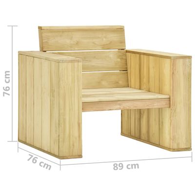 vidaXL dārza krēsli, 2 gab., 89x76x76 cm, impregnēts priedes koks