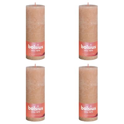 Bolsius cilindriskas sveces Shine, 4 gab., 190x68 mm, dūmakaini rozā