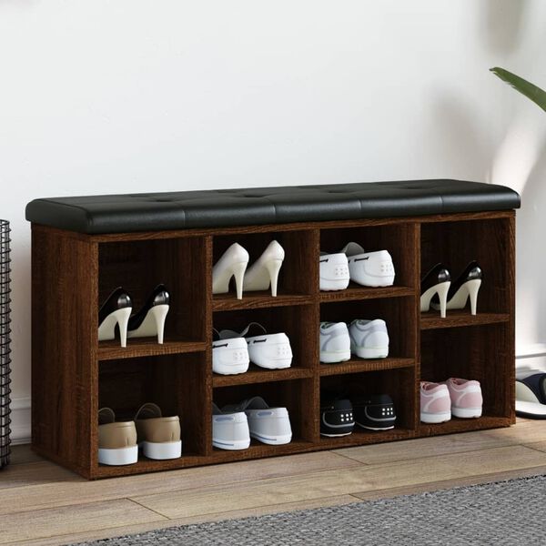 vidaXL apavu skapītis, brūns, 102x32x50 cm, inženierijas koks