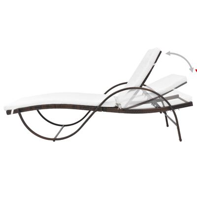 vidaXL sauļošanās zvilnis ar matraci un galdu, brūna PE rotangpalma