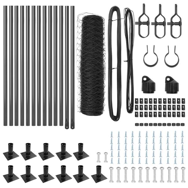 vidaXL Žoga āķis Pelēka 25 x 0,4 m (50 mm siets) Tērauds un PVC