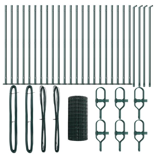 vidaXL Žogs ar stabu Zaļa 0,4 x 50 m Tērauds un PVC