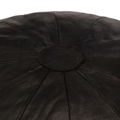 vidaXL pufs, melns, 40x35 cm, dabīgā kazas āda