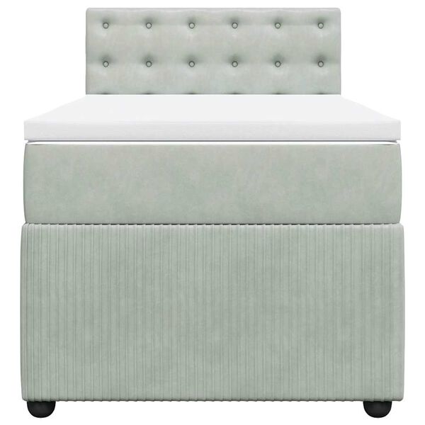 vidaXL atsperu gulta ar matraci, gai&scaron;i pelēka samts, 90x190 cm