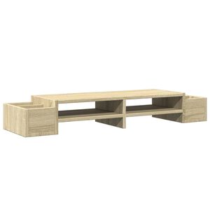 vidaXL monitora paliktnis ar plauktu, ozola krāsa, 100x27x15 cm