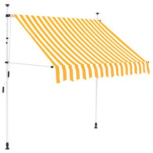 vidaXL izvelkama markīze, 150 cm, manuāla, oranža ar baltām svītrām