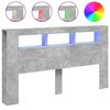 vidaXL gultas galvgalis ar LED, betona pelēks, 180x18,5x103,5 cm, koks