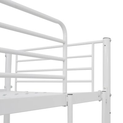 vidaXL divstāvu gulta ar galda rāmi, balts metāls, 90x200 cm