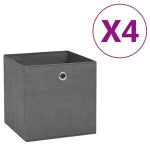 vidaXL uzglabā&scaron;anas kastes, 4 gab., 28x28x28 cm, pelēks neausts audums