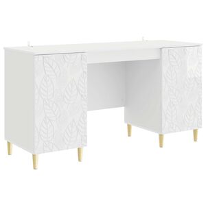 vidaXL Galds Spīdīgi balts 142,5 x 50 x 75 cm Inženierijas koks