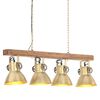 vidaXL griestu lampa, industriāls dizains, misiņ&scaron;, mango koks, E27