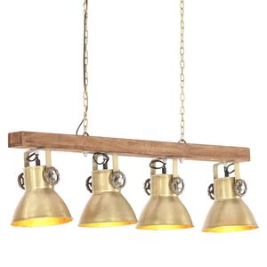 vidaXL griestu lampa, industriāls dizains, misiņ&scaron;, mango koks, E27
