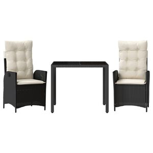 vidaXL 9-daļīgs dārza mēbeļu komplekts, matrači, melns, PE rotangpalma