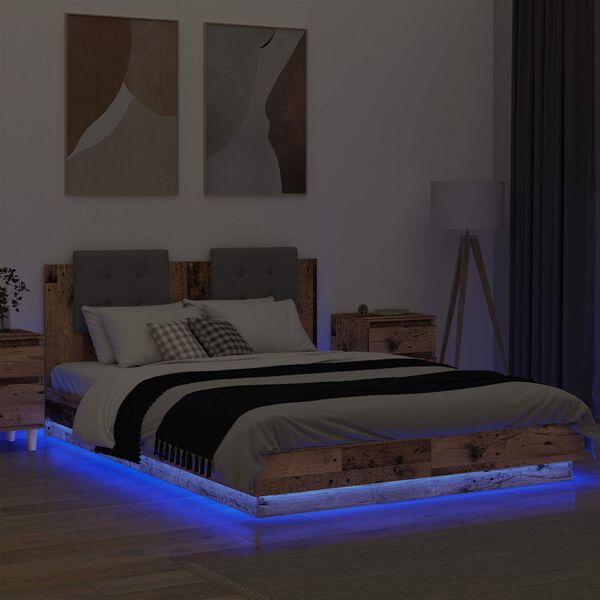 vidaXL Gultas rāmis ar atzveltni ar uzglabā&scaron;anu Vecs koks 160 x 200 cm