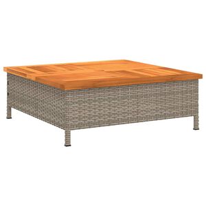 vidaXL dārza galds, 70x70x25 cm, pelēka PE rotangpalma, akācijas koks