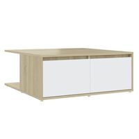 vidaXL kafijas galdiņš, balts, ozolkoka, 80x80x31 cm, skaidu plāksne