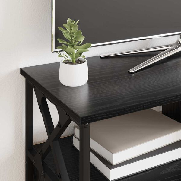 vidaXL Televizora skapī&scaron;a ar atvilktni Melns ozolkoks 90 x 33 x 45 cm