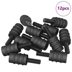 vidaXL Standoff skrūve 12 pcs Melna M4 Gumija un tērauds