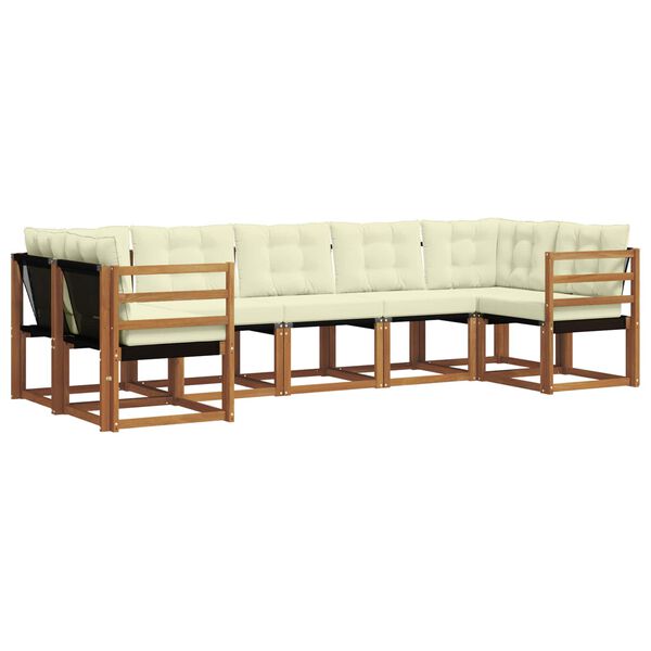 vidaXL Āra dīvānu komplekts ar spilvenu 7 pcs Dabīgs un melns