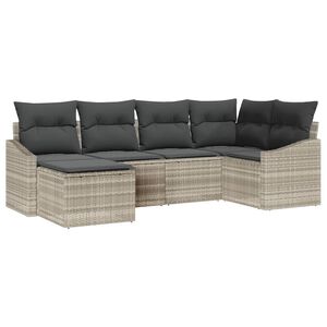 vidaXL Dārza ēdamgalds ar spilvenu ar uzglabā&scaron;anu 6 pcs Gai&scaron;i pelēks