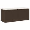 vidaXL dārza sols ar spilvenu brūns 110x40x44 cm polirotangpalmas