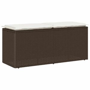 vidaXL dārza sols ar spilvenu brūns 110x40x44 cm polirotangpalmas