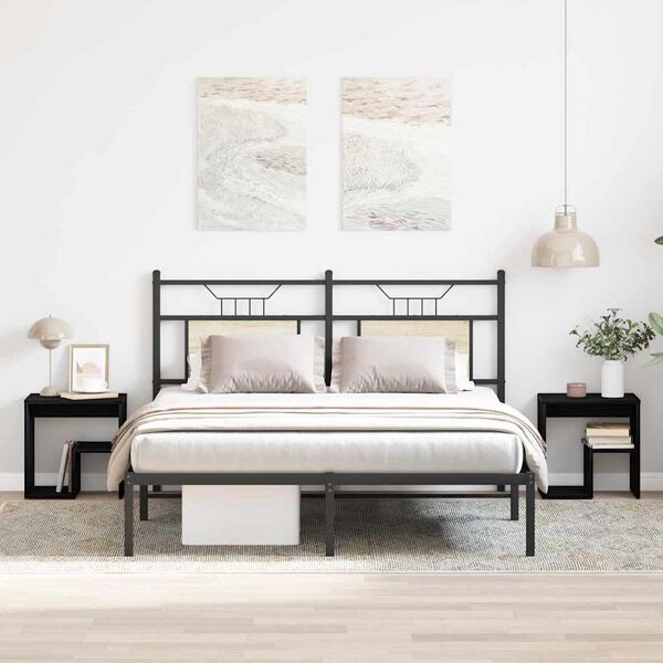 vidaXL Nakts skapītis 2 pcs Melns ozolkoks 40 x 30 x 40 cm