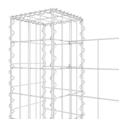 vidaXL gabionu siena ar 2 stabiem, U-forma, dzelzs, 140x20x100 cm