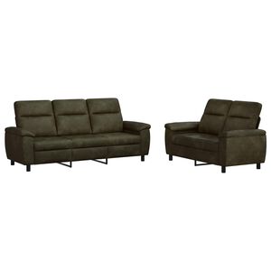 vidaXL Dīvānu komplekts 2 pcs Armijas zaļa Mākslīgā zam&scaron;ādas āda