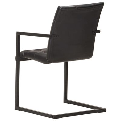 vidaXL konsoles virtuves krēsli, 4 gab., melna dabīgā āda