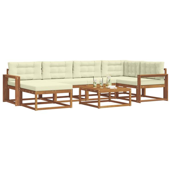 vidaXL Āra dīvānu komplekts ar spilvenu 7 pcs Dabisks un krējuma