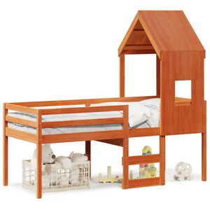 vidaXL augstā gulta ar jumtu vaska brūnas 80x200 cm priedes masīvkoks