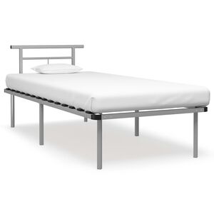 vidaXL gultas rāmis, pelēks metāls, 90x200 cm