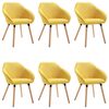 vidaXL virtuves krēsli, 6 gab., dzeltens audums