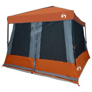 vidaXL Kempinga Tel&scaron;u Komplekts ar jumtu 2 pcs Pelēka un oranža