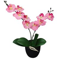 vidaXL mākslīgais augs, orhideja ar podiņu, 30 cm, rozā